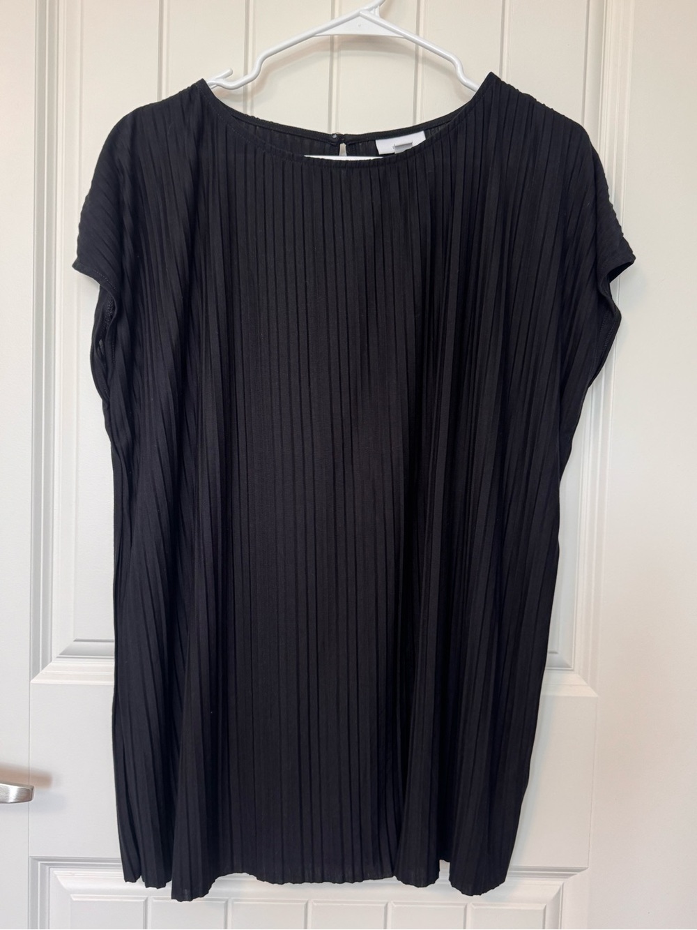 Pure‎ Jill Black Pleated Textured Top XL Lightweight Short Sleeve